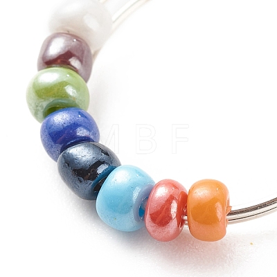 Colorful Glass Beaded Rotating Cuff Rings RJEW-JR00485-02-1