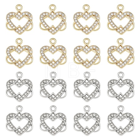 20Pcs 2 Colors Alloy Rhinestone Pendants FIND-YW0011-37-1