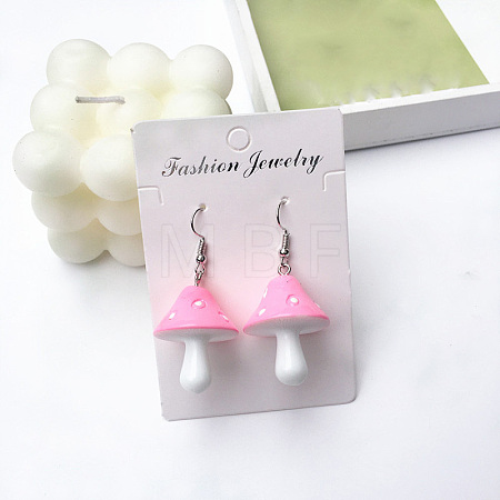Alloy & Resin Mushroom Dangle Earrings FS-WGBD217-01-1