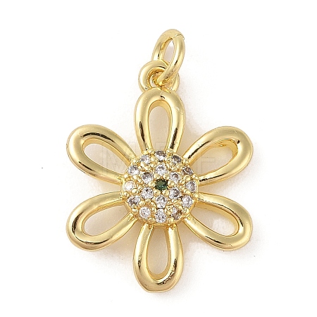 Brass Micro Pave Clear Cubic Zirconia Pendants ZIRC-P121-05B-G-1