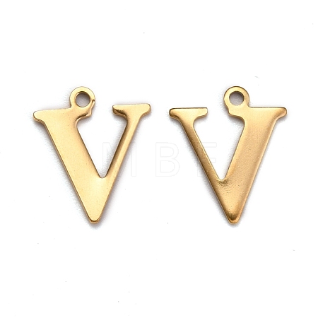 Ion Plating(IP) 304 Stainless Steel Alphabet Charms STAS-H122-V-G-1