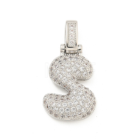 Brass Micro Pave Clear Cubic Zirconia Pendants KK-B099-01P-S-1