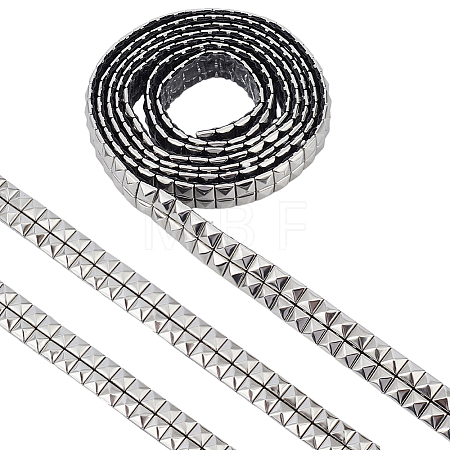 2 Yards 201 Stainless Steel Square Rivet Studed Cord DIY-GF0013-61A-1