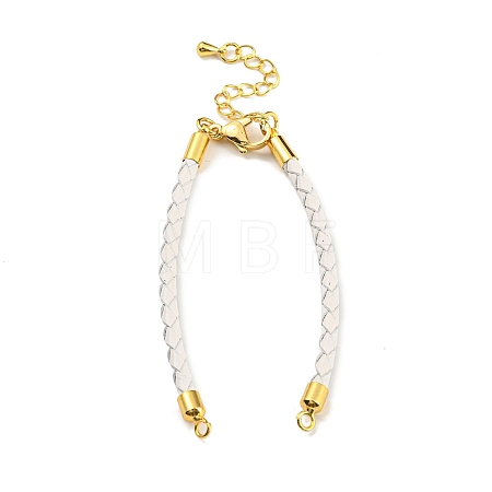 Leather Braided Cord Link Bracelets MAK-K022-01G-06-1
