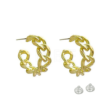Alloy Curb Chains Shape Stud Earrings EJEW-WH0026-26G-1