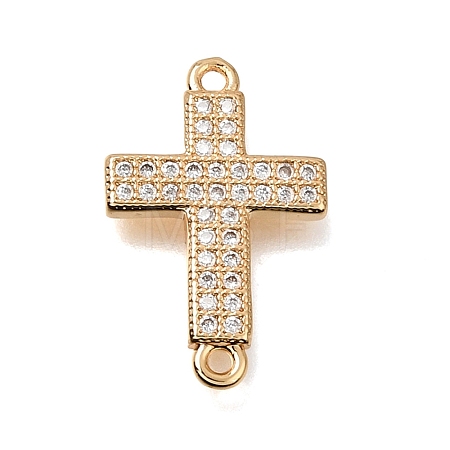Brass Micro Pave Clear Cubic Zirconia Religion Cross Links Connector Charms CU-K001-01B-G-1