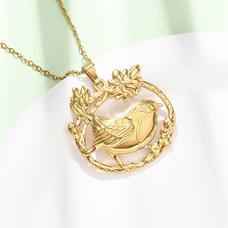 304 Stainless Steel Pendant Cable Chain Necklaces for Men Women NJEW-K308-03E-G-1