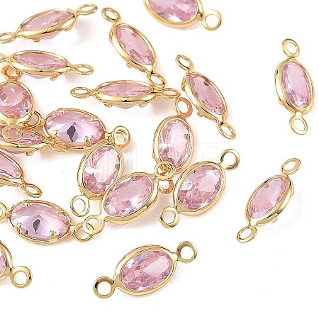 SHEGRACE Brass Pave Cubic Zirconia Oval Connector Charms XGRQ2O133-439B-G-1