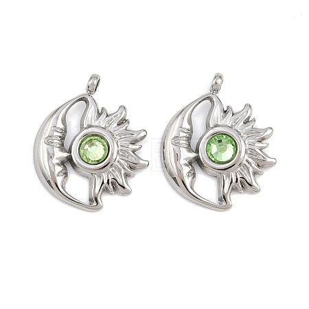 304 Stainless Steel Rhinestone Pendants STAS-Z166-24P-08-1