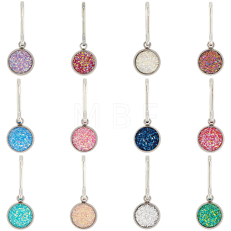 12Pcs Flat Round Alloy Resin Zipper Pulls Charms FIND-CY0002-31-1