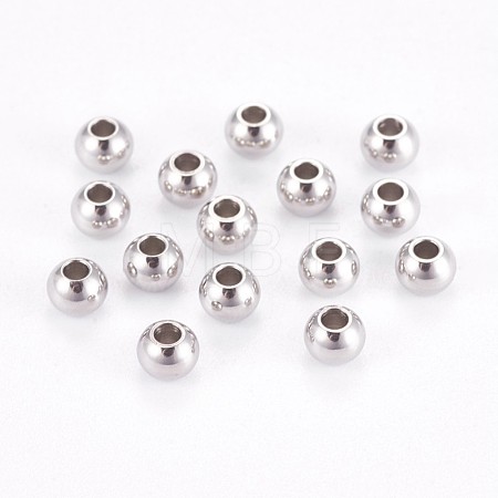 Tarnish Resistant 304 Stainless Steel Smooth Round Spacer Beads STAS-M006-01D-1