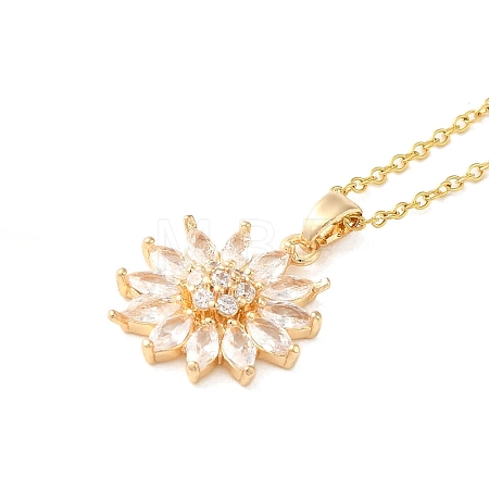Brass Micro Pave Cubic Zirconia Pendant Necklaces for Women NJEW-E106-13KCG-01-1