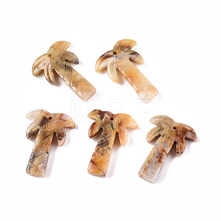 Natural Crazy Agate Coconut Tree Pendants X-G-N342-02F-1