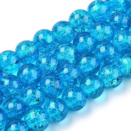 Spray Painted Crackle Transparent Glass Beads Strands CCG-Q001-10mm-06-A-1