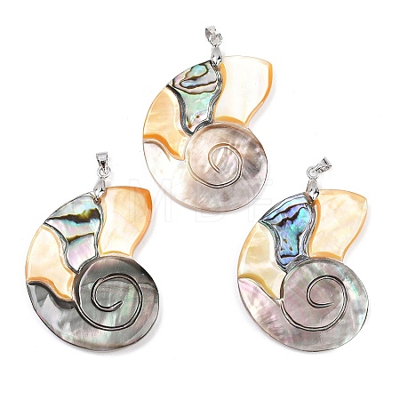 Natural Paua Shell & Black Lip Shell & Yellow Shell Pendants KK-C135-08A-1