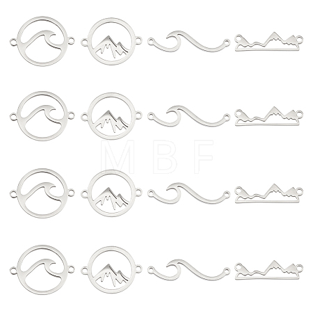 16Pcs 4 Styles 201 & 304 Stainless Steel Connector Charms STAS-UN0047-47-1