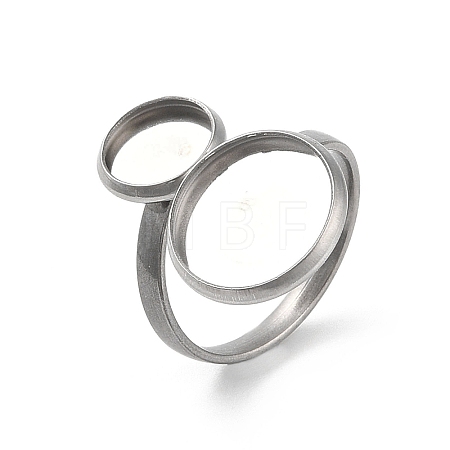 Non-Tarnish 304 Stainless Steel Open Cuff Ring Findings STAS-E124-05H-P-1