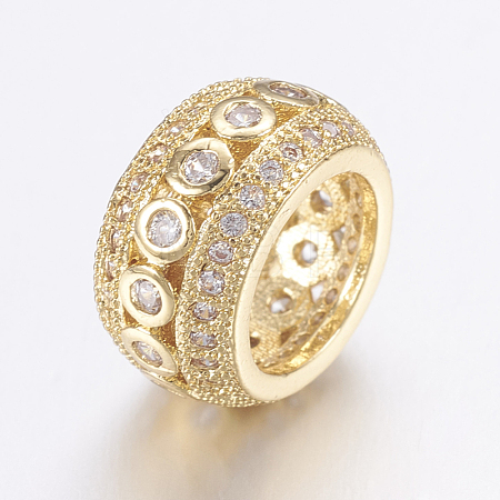 Brass Micro Pave Cubic Zirconia Beads ZIRC-G125-43G-1