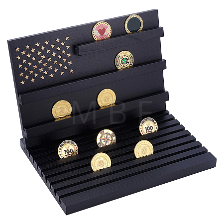 Wooden Commemorative Coin Organizer Slotted Display Stands ODIS-WH0086-228B-1