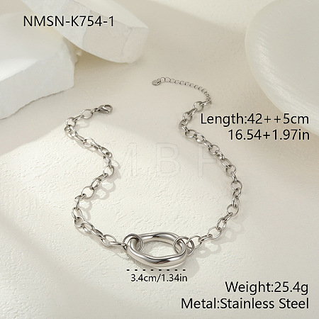 304 Stainless Steel Irregular Oval Pendant Necklaces for Women FS-WG50FE5-05-1