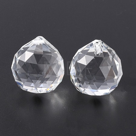 Faceted Round Glass Pendants GLAA-O008-F04-1