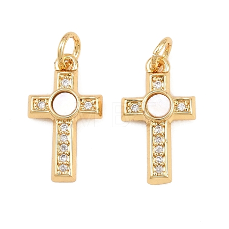 Brass Micro Pave Clear Cubic Zirconia Pendants CU-CBA9482-05G-03-1