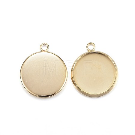Ion Plating(IP) 304 Stainless Steel Pendant Cabochon Settings LS-STAS-G127-13-14mm-G-1