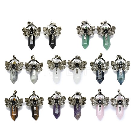 Natural Mixed Stone Faceted Pointed Bullet Big Pendants G-Q165-01AS-1
