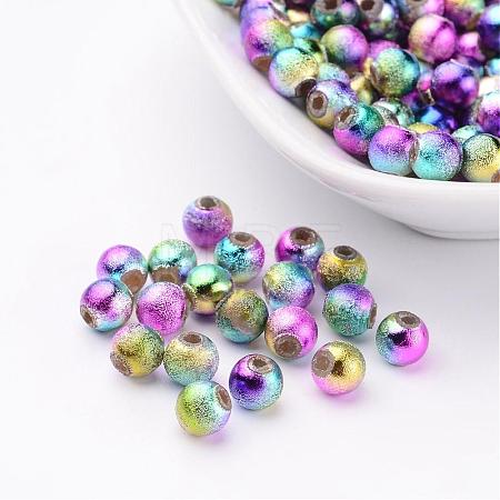 Mixed Colorful Spray Painted Matte Acrylic Round Beads X-PB25P9282-1