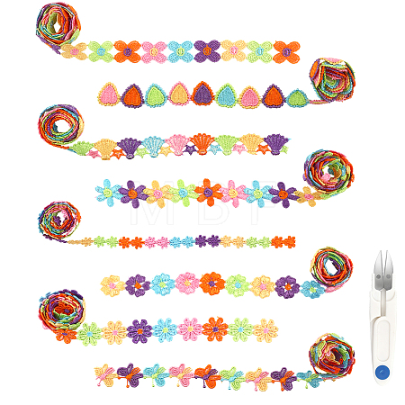 8 Strands 8 Styles Polyester Lace Trims OCOR-GL0001-04-1