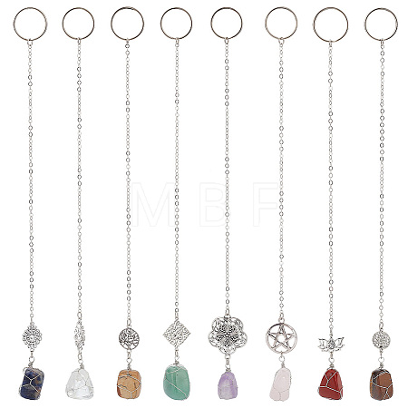 Copper Wire Wrapped Gemstone Nuggets Pendant Decoration HJEW-AB00384-1