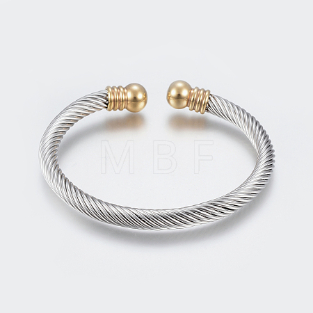 304 Stainless Steel Torque Bangles BJEW-G584-05A-1