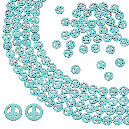 4 Strands Synthetic Turquoise Dyed Beads Strands G-BC0001-54A-01-1