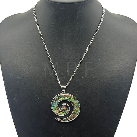 Alloy Pave Natural Colorful Abalone Shell Pendant Vintage Statement Necklaces HC0064-3-1