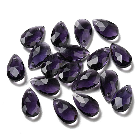 Faceted Teardrop Glass Pendants GLAA-O008-B18-1