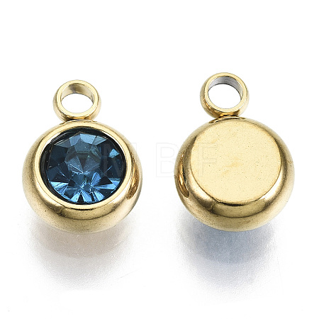 PVD Vacuum Plating 201 Stainless Steel Rhinestone Charms LS-X-STAS-S068-09G-1