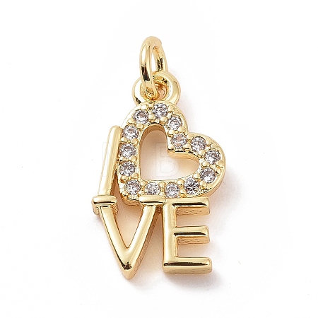 Brass Micro Pave Cubic Zirconia Pendants KK-C012-05G-1