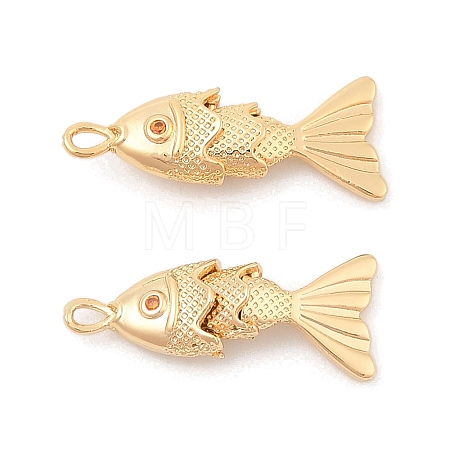 Brass Micro Pave Clear Cubic Zirconia Pendants KK-C080-02A-G-1