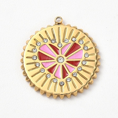 304 Stainless Steel Rhinestone Pendants STAS-P453-16G-02-1