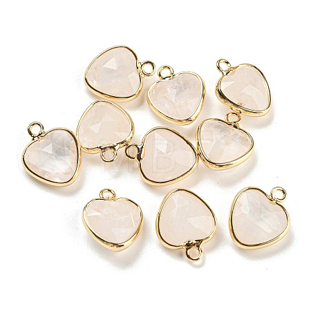 Natural Quartz Crystal Faceted Heart Charms G-Q006-07G-06-1