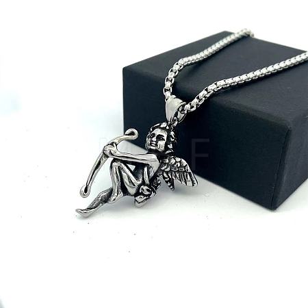 304 Stainless Steel Angel Pendant Punk Retro Necklaces for Men DL5553-1