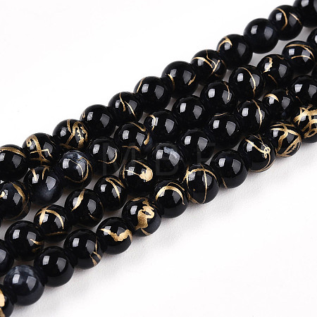 Baking Paint Glass Beads Strands DGLA-N003-4mm-B10-1