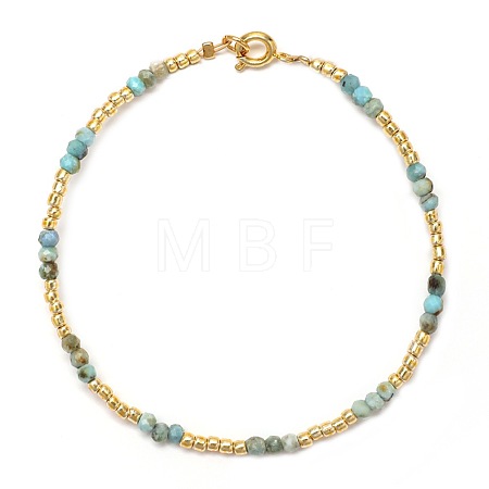 Synthetic Turquoise & Glass Seed Bead Beaded Bracelets for Women GO0506-6-1