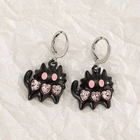 Alloy Enamel with Rhinestone Hoop Earrings FS-WGBA760-04-1