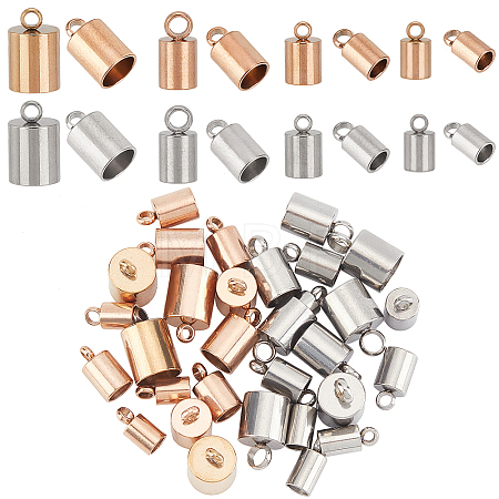 32Pcs 8 Style 304 Stainless Steel Cord Ends STAS-SC0003-75-1