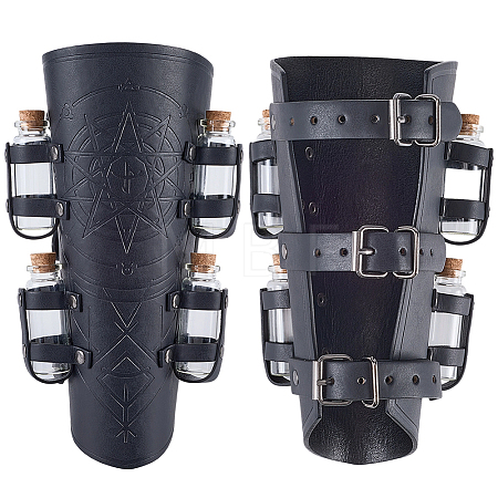 1 Pair Adjustable PU Leather Cord Bracelet with Glass Bottles AJEW-CL0002-53B-1