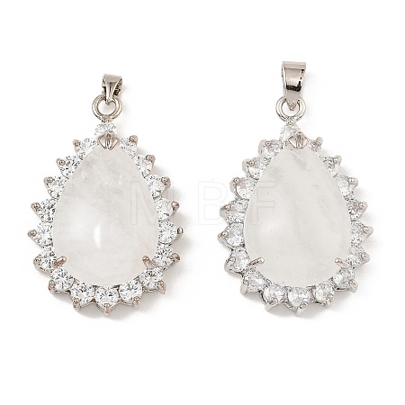 Natural Quartz Crystal & Rhinestone Pendants G-K338-31P-13-1