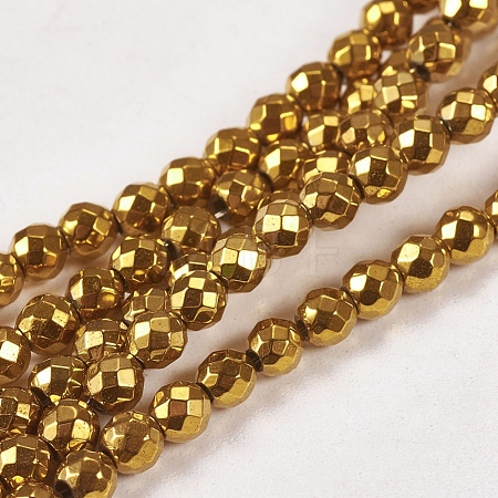 Electroplate Non-magnetic Synthetic Hematite Beads Strands X-G-J169B-3mm-04-1