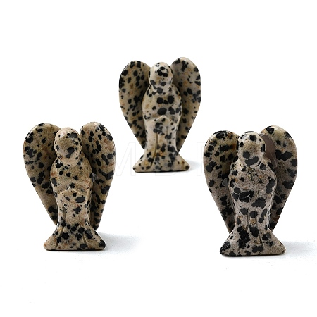 Natural Dalmatian Jasper Angel Figurine DJEW-N006-01A-17-1