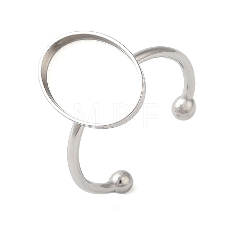 Non-Tarnish 304 Stainless Steel Open Cuff Ring Components STAS-I306-06B-P-1